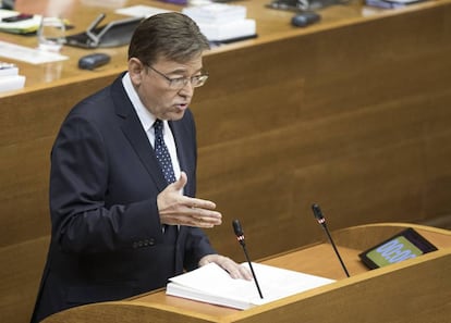 El presidente de la Generalitat, Ximo Puig, durante su intervención en el Debate de Política General. 