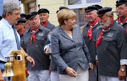 La canciller Merkel, este sábado haciendo campaña Bad Doberan.