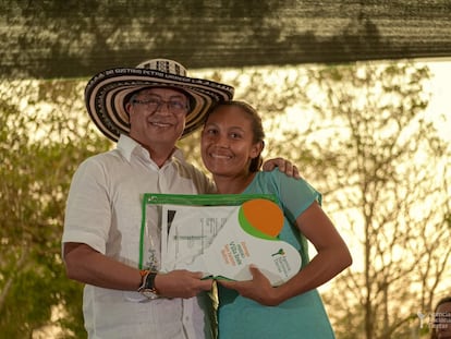 El presidente de Colombia, Gustavo Petro, durante un evento de la Agencia Nacional de Tierras, el pasado 3 de marzo.