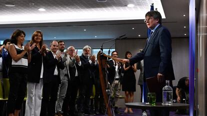 Carles Puigdemont, durante un acto en Bruselas a inicios de septiembre.