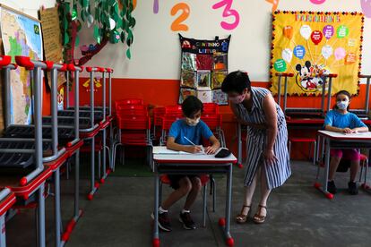 escuela en São Paulo durante la pandemia provocada por la covid-19.