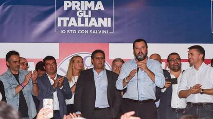 El ministro de Interior italiano, Matteo Salvini, en un acto de la Liga Norte bajo el lema 