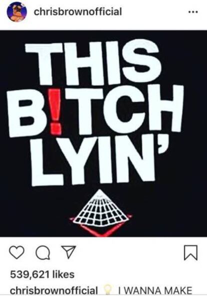 La publicación de Chris Brown, ahora borrada de su cuenta de Instagram.