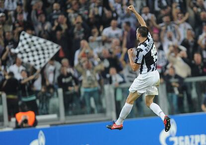 El jugador de la Juventus Leonardo Bonucci celebra el gol del empate.