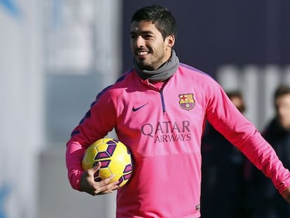 Luis Su&aacute;rez, en la sesi&oacute;n de ayer.