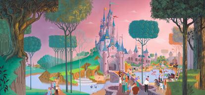Dibujo de 'El castillo de la Bella Durmiente' (1988), de Disneyland Paris, obra de Frank Armitage.