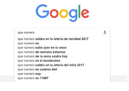 Búsqueda sugerida sobre la Lotería de Navidad en Google