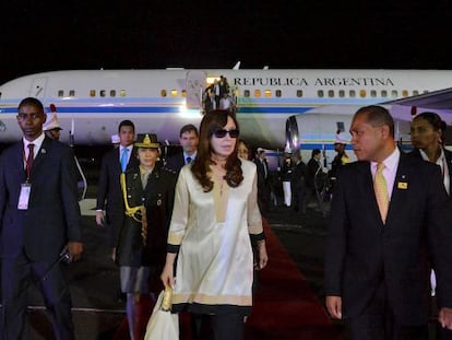 La presidenta argentina al llegar a Panam&aacute;. 
 