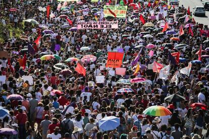 Manifestação do #EleNão em Brasília.