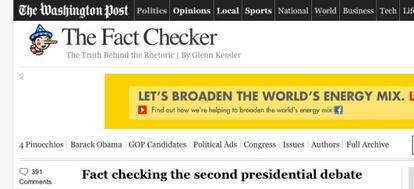 Captura de pantalla del &#039;Washington Post&#039; y su secci&oacute;n &#039;Fact Checker&#039;