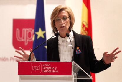 La candidata de UPyD durante su intervención de ayer en Alcalá de Henares.