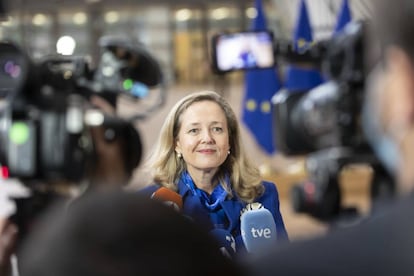 Nadia Calviño, ministra de Economía, Industria y Competitividad, antes de la reunión del Eurogrupo. 