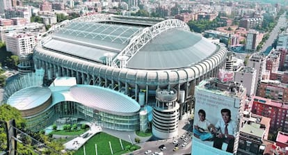 Simulaci&oacute;n infogr&aacute;fica del proyecto de un nuevo centro comercial y el cerramiento total del estadio de f&uacute;tbol Santiago Bernab&eacute;u, del Real Madrid, en la capital madrile&ntilde;a. 