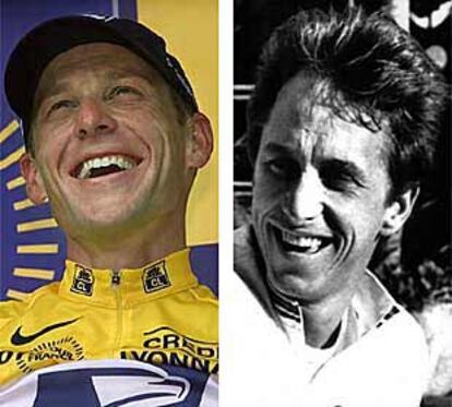 Lance Armstrong (izda.) y Greg LeMond.