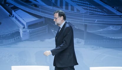 El presidente del Gobierno, Mariano Rajoy, este martes en Barcelona. 