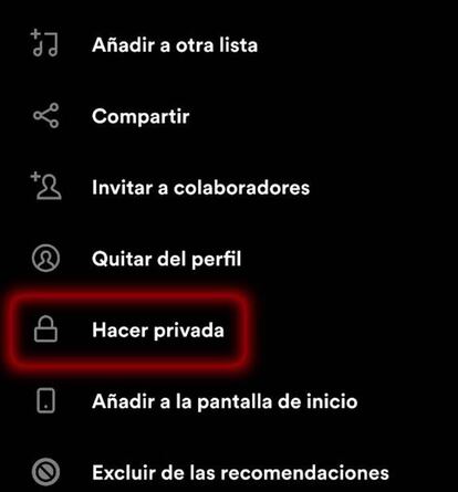 Privado en Spotify