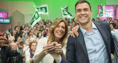 Susana D&iacute;az y Pedro S&aacute;nchez, este s&aacute;bado en Sevilla.