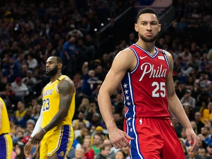 Ben Simmons, durante un partido entre los Sixers y los Lakers en enero de 2020.