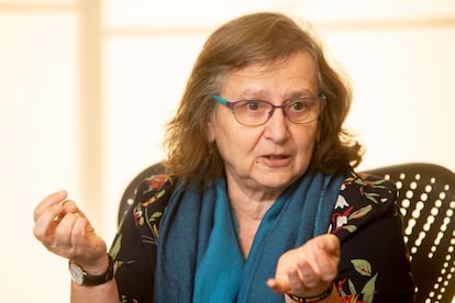 Clara Obligado durante la charla en conjunto.