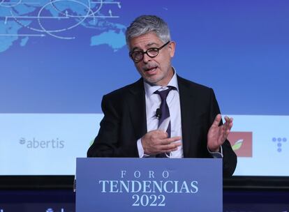 El director del diario EL PAÍS, Javier Moreno, en un momento del discurso de bienvenida al Foro Tendencias 2022.