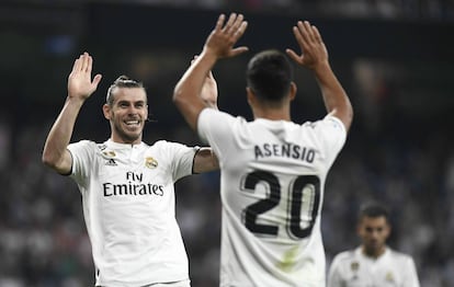 Bale, celebra con Asensio el segundo gol del Real Madrid.