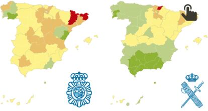 GRÁFICO: Plantillas de los cuerpos de seguridad del Estado