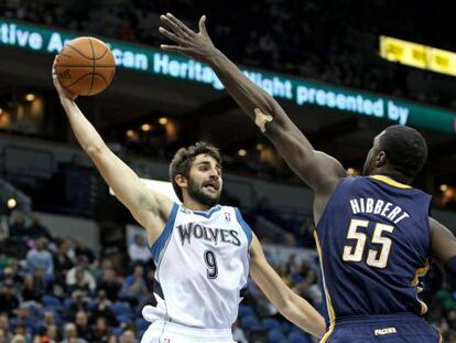 Ricky Rubio en el partido contra los Pacers.