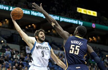 Ricky Rubio en el partido contra los Pacers.