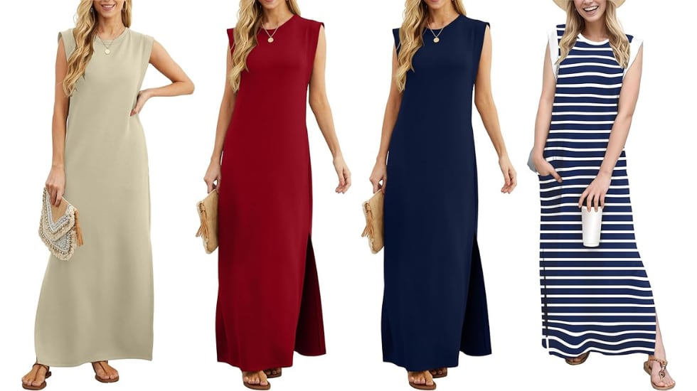 Vestido largo con bolsillos.