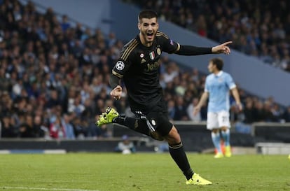 &Aacute;lvaro Morata celebra un gol en la primera jornada de Champions.