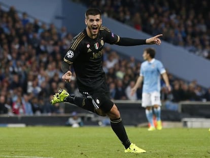 &Aacute;lvaro Morata celebra un gol en la primera jornada de Champions.