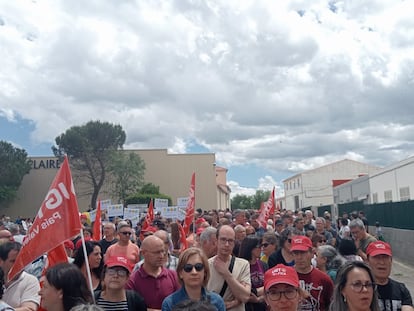 Manifestación celebrada hace dos semanas en Vilafranca (Castellón) contra el cierre de Marie Claire.