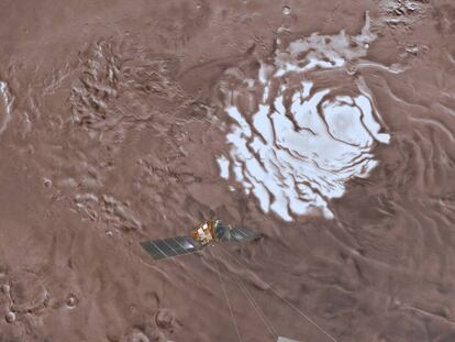 Descubren un lago de agua líquida en Marte, en imágenes