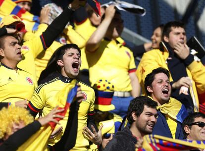 Aficionados de Colombia en el partido ante Venezuela.