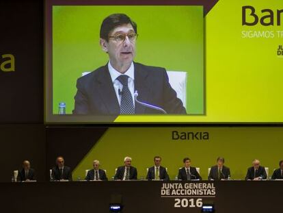 José Ignacio Goirigolzarri, presidente de Bankia, en la junta de accionistas de 2016.