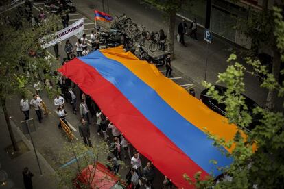 La comunidad armenia se manifestó el viernes en el centro de Barcelona.