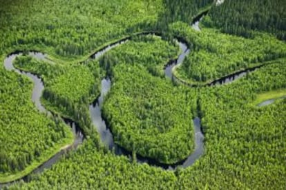 Vista aérea del río Nahanni, en los remotos Territorios del Noroeste, en Canadá.