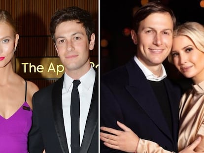 Karlie Kloss y Joshua Kushner; a la derecha, Jared Kushner e Ivanka Trump.