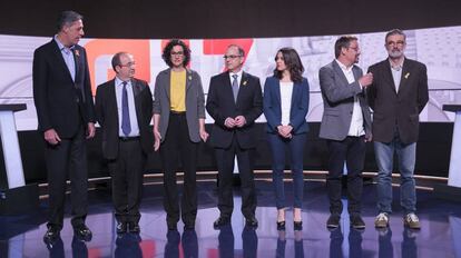 Los candidatos a las elecciones del 21-D durante el debate electoral de TV3, el pasado 18 de diciembre.