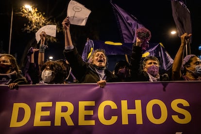 Manifestacion feminista del 8-M, en Madrid.