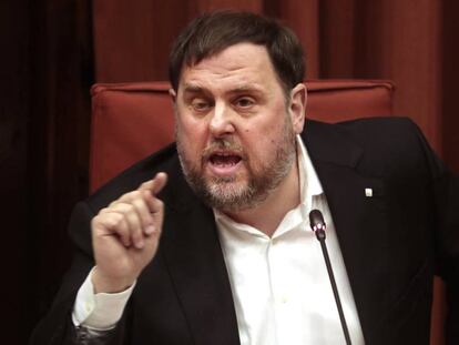 Oriol Junqueras, este martes en el Parlament.