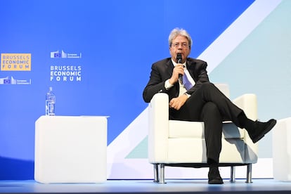 El comisario europeo de Economía, Paolo Gentiloni, durante el Foro Económico de Bruselas este jueves.