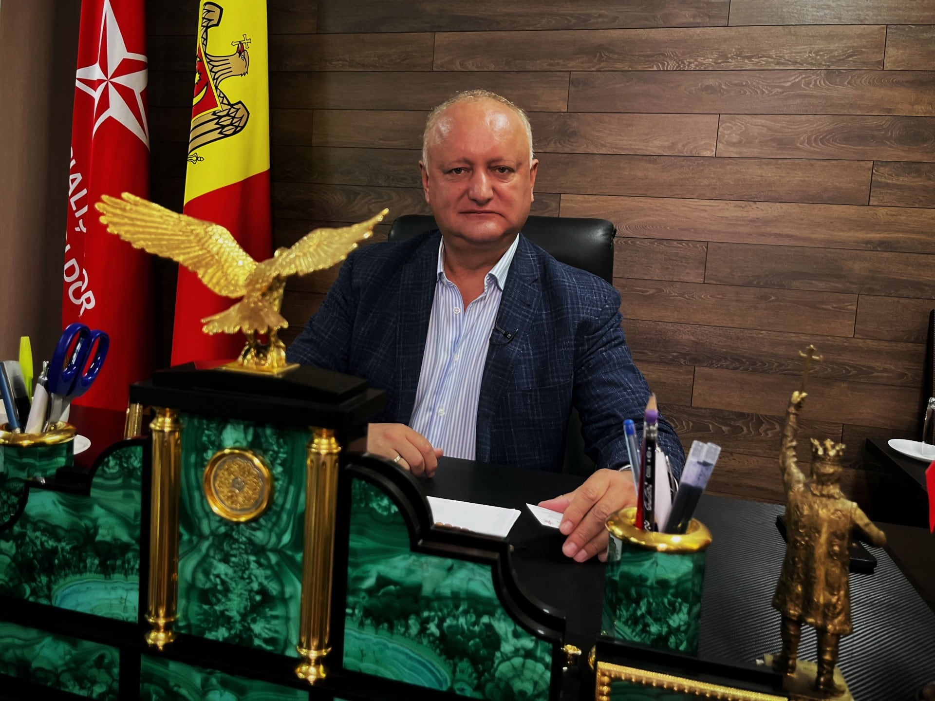 El líder del Partido Socialista de Moldavia, Igor Dodon, durante una entrevista con EL PAIS, el 17 de julio.