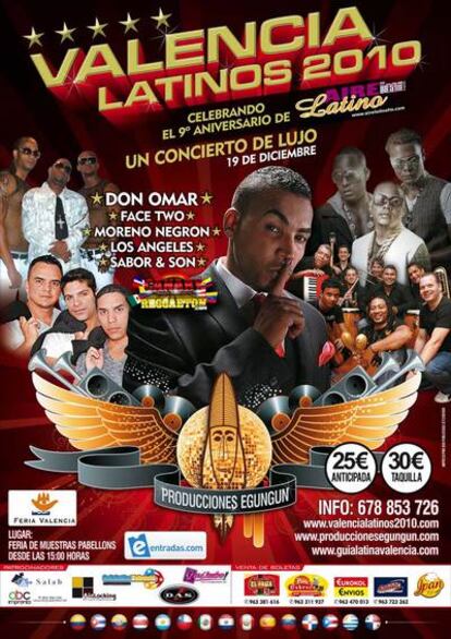 Cartel del promoción de Festival Latino en Valencia 2010