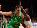 Australia&#039;s center Liz Cambage (L) vies with Spain&#039;s forward Astou Ndour during the FIBA 2018 Women&#039;s Basketball World Cup semifinal match between Spain and Australia at the Santiago Martin arena in San Cristobal de la Laguna on the Canary island of Tenerife on September 29, 2018. (Photo by JAVIER SORIANO / AFP)