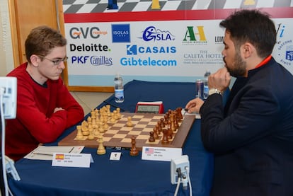 David Ant&oacute;n y Hikaru Nakamura, poco antes de firmar tablas sin luchar