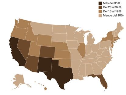Nuevo Mexico, Texas y California son los Estados con mayor porcentaje de población hispana en EE UU.