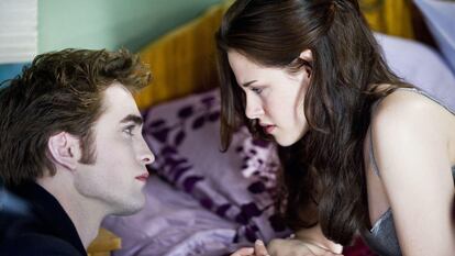 Edward and Bella (Robert Pattinson and Kristen Stewart), the vampire and the human who fall in love in 'Twilight.'