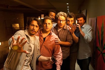 La pandilla de actores protagonista de 'Juerga hasta el fin'.