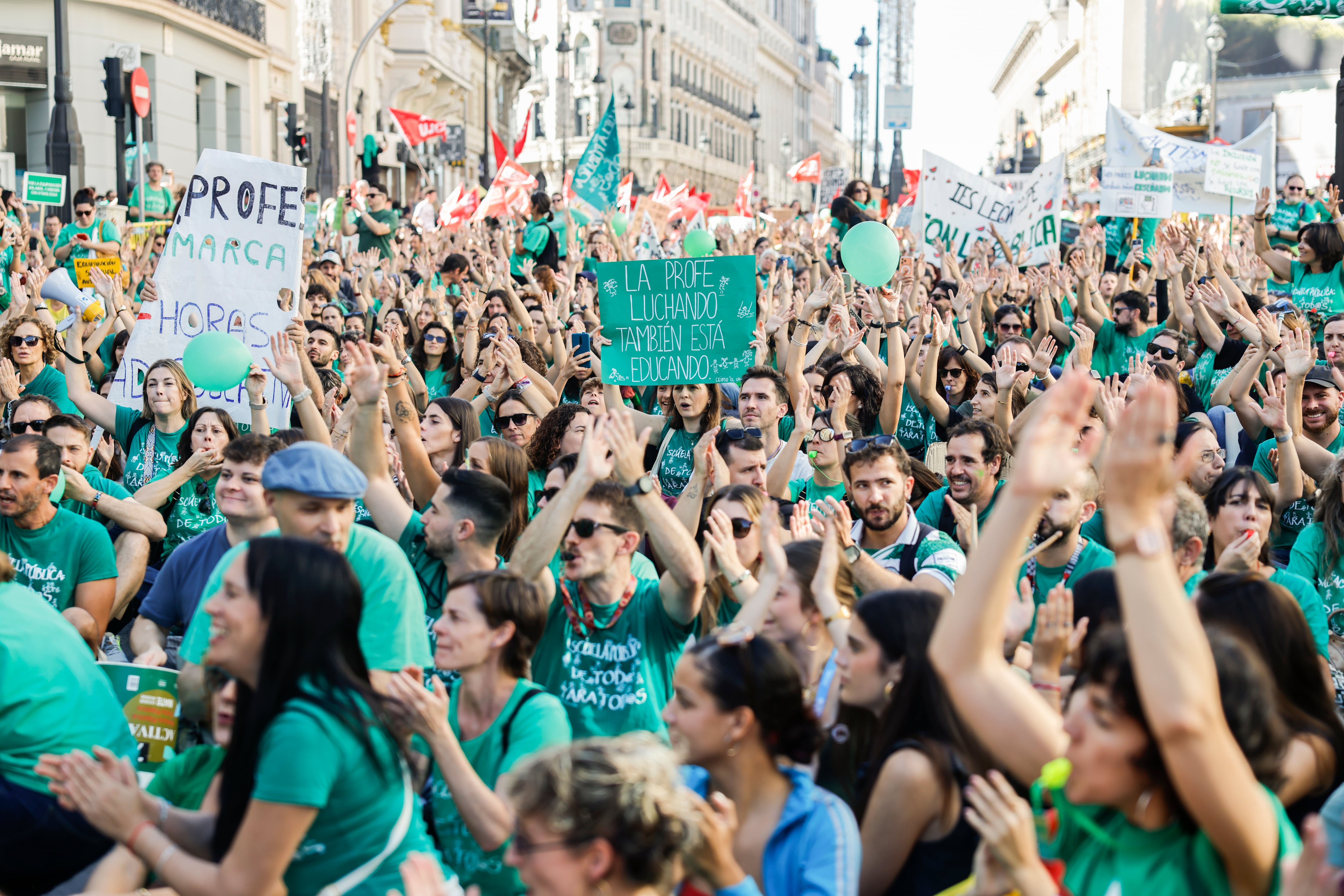 Manifestación en el primer día de huelga educativa, este miércoles en Sol.